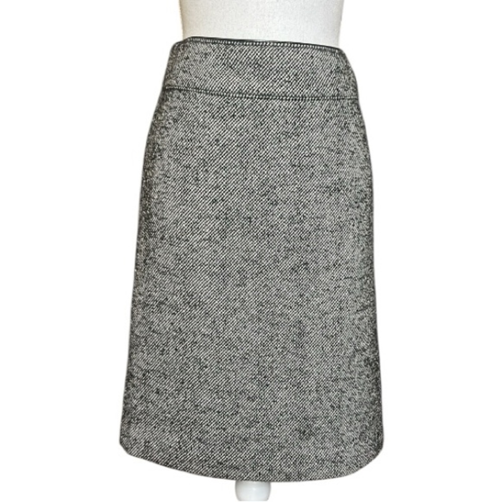 Banana Republic Wool Blend Tweed Pencil Skirt with Leather Trim Size 10